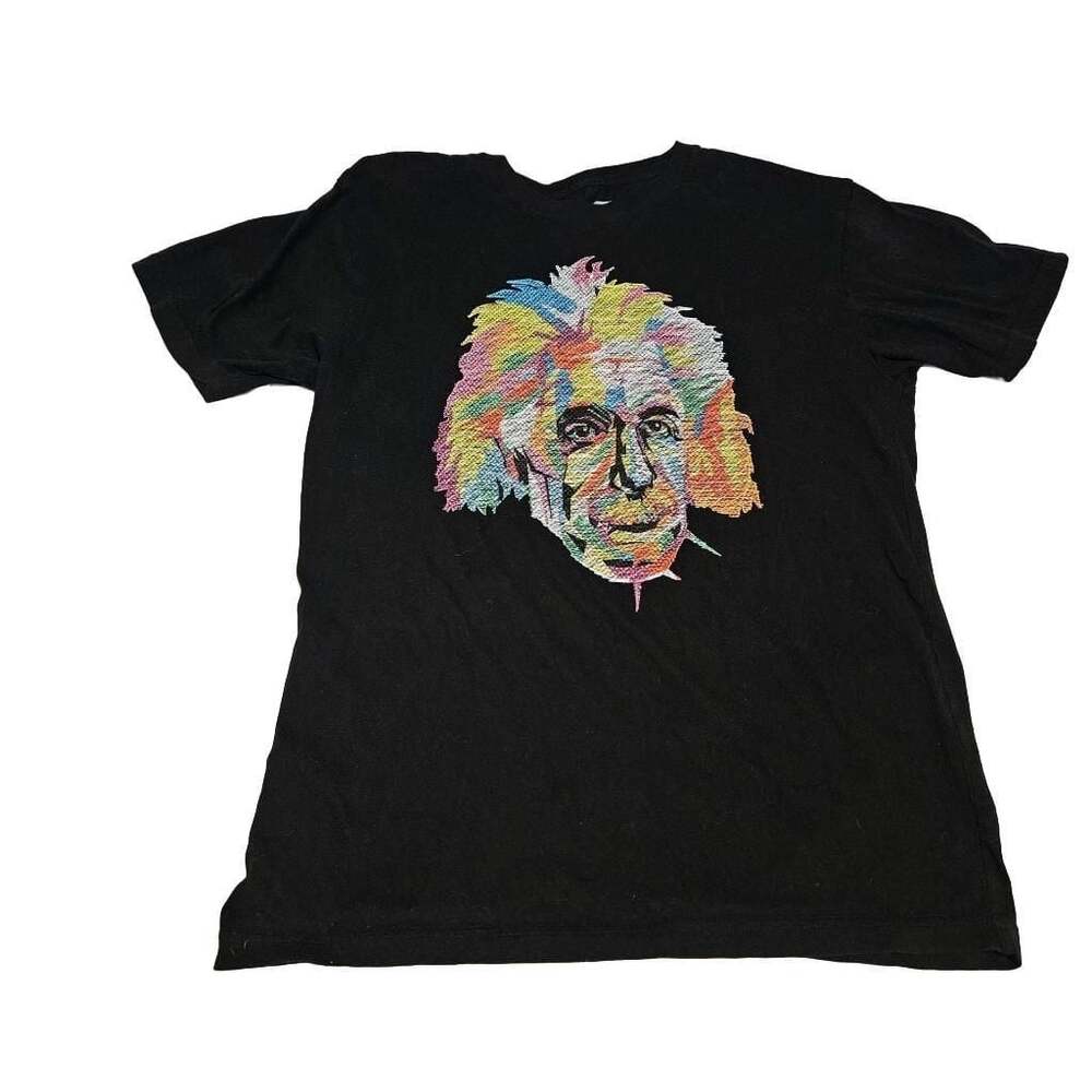 Bioworld Albert Einstein Neon Rainbow Embroidered Thread T-Shirt Large